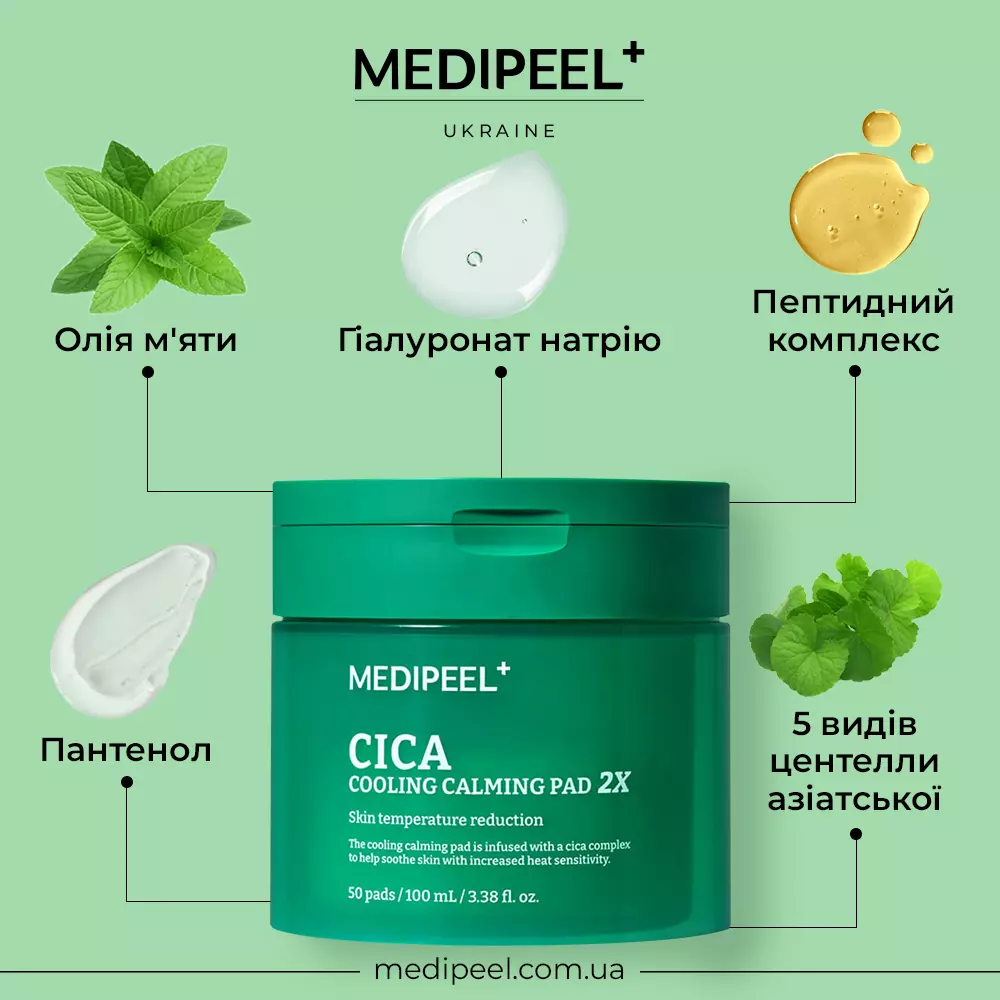 MEDIPEEL Cica Cooling Calming Pad 2x