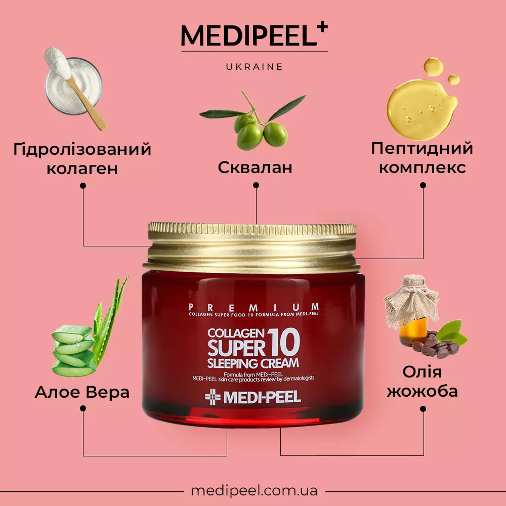 Омолаживающий ночной крем для лица с коллагеном MEDI-PEEL Collagen Super10 Sleeping Cream