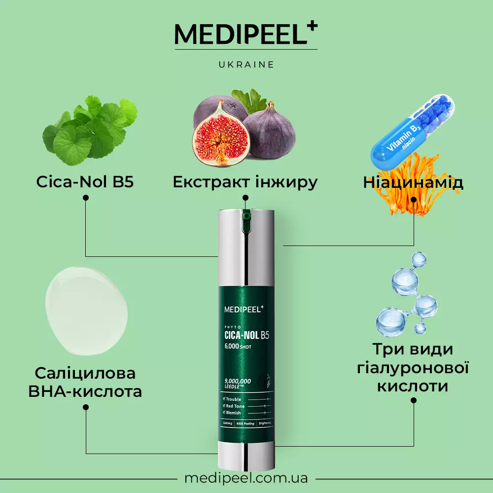 Пілінг-сироватка для обличчя зі спікулами та центеллою MEDIPEEL Phyto ...